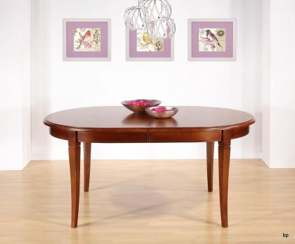 Table Ovale de salle à manger Estelle, réalisée en Merisier Massif de style Louis Philippe 170x110 avec 3 allonges 