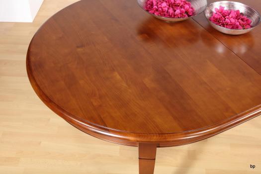 Table Ovale de salle à manger Estelle, réalisée en Merisier Massif de style Louis Philippe 170x110 avec 3 allonges 