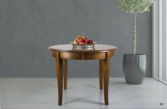 Table ronde 4 pieds Juliette réalisée en Merisier Massif de style Louis Philippe Diamètre 105 cm
