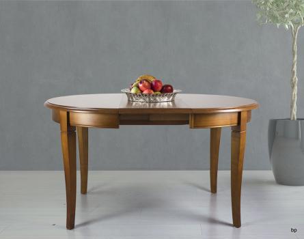 Table ronde 4 pieds Juliette réalisée en Merisier Massif de style Louis Philippe Diamètre 105 cm