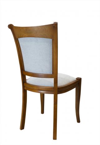 Lot de 4 Chaises Pauline en Merisier Massif de style Louis Philippe Tissu Kénia Gris clair