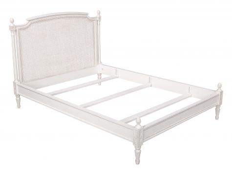 Lit victoire réalisée en merisier de style Louis XVI Finition Gris Perle Patiné