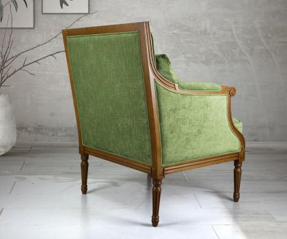 Fauteuil Laura de style Louis XVI réalisé en hêtre massif  Tissu Vert