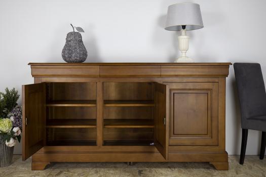 Buffet 3 portes Estelle réalisé en Merisier massif de style Louis Philippe Finition Merisier Doré ANTIK (léger vieillissement du bois) SEULEMENT 1 DISPONIBLE