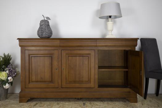 Buffet 3 portes Estelle réalisé en Merisier massif de style Louis Philippe Finition Merisier Doré ANTIK (léger vieillissement du bois) SEULEMENT 1 DISPONIBLE