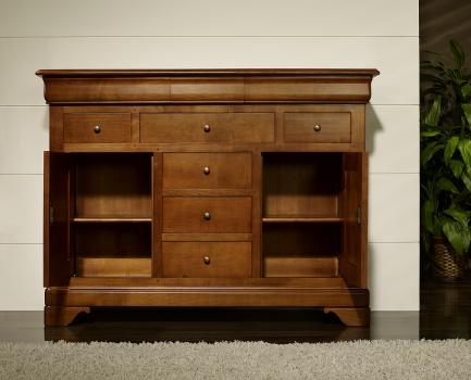 Buffet Flore, 2 portes 9 tiroirs, réalisé en Merisier Massif de style Louis Philippe