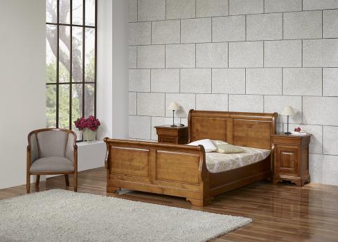 Lit bateau Nicolas 160X200 en Merisier Massif de style Louis Philippe SEULEMENT 1 DISPONIBLE