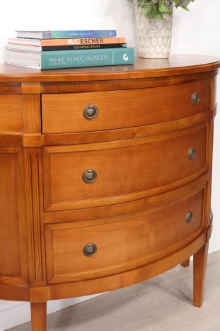 Commode 1/2 Lune Armelle 3 tiroirs en Merisier de style Louis XVI 