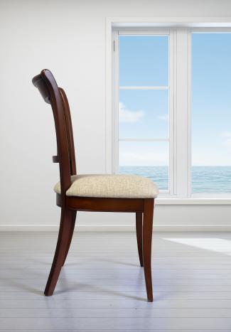 Lot de 2 Chaises Ambre réalisée en Merisier de style Louis Philippe Tissu Aldeco