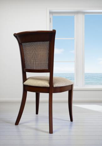 Lot de 2 Chaises Ambre réalisée en Merisier de style Louis Philippe Tissu Aldeco