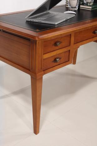  Bureau Ministre 5 tiroirs  Nicolas réalisé en Merisier Massif de style Directoire Surface d'écriture NOIR