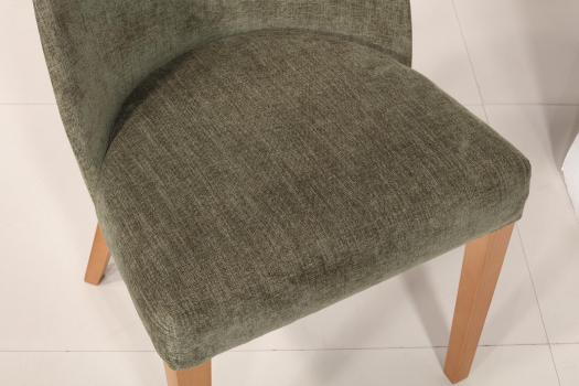 Chaise Edouard, assise et dos capitonnés, pieds en Merisier massif de ligne Contemporaine 