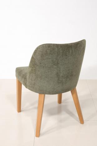 Chaise Edouard, assise et dos capitonnés, pieds en Merisier massif de ligne Contemporaine 