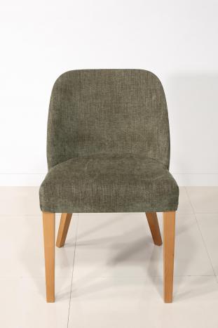 Chaise Edouard, assise et dos capitonnés, pieds en Merisier massif de ligne Contemporaine 