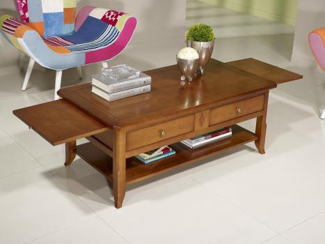Table Basse Flore réalisée en merisier de style Louis Philippe PLATEAU MARQUETTE MERISIER 