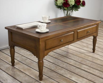 Table Basse Eva réalisée en merisier de style Louis Philippe PLATEAU MARQUETE