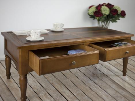Table Basse Eva réalisée en merisier de style Louis Philippe PLATEAU MARQUETE