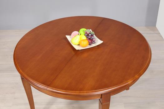 Table ronde 4 pieds Juliette, réalisée en Merisier Massif de style Louis Philippe Diamètre 120 SEULEMENT 1 DISPONIBLE