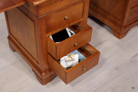 Bureau Ministre 9 tiroirs Zoé réalisé en Merisier Massif de style Louis Philippe SEULEMENT 1 DISPONIBLE