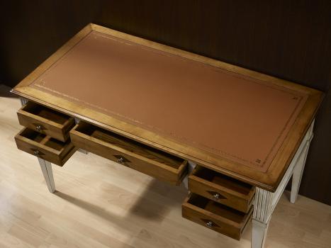 Bureau Ministre Mathilde réalisée en Merisier Massif de style Directoire PATINE GRIS USE 