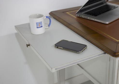 Bureau Ministre Mathilde réalisée en Merisier Massif de style Directoire Bi-color Merisier doré et gris perle 