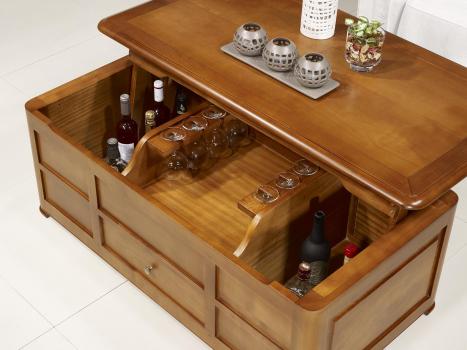 Table Basse Bar Pauline réalisée en Merisier de style Louis Philippe