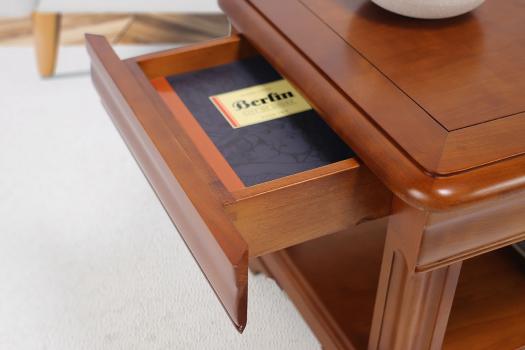 Table basse Gabriel réalisée en Merisier de style Louis Philippe 1 tiroir de chaque côté Longueur 100 cm 