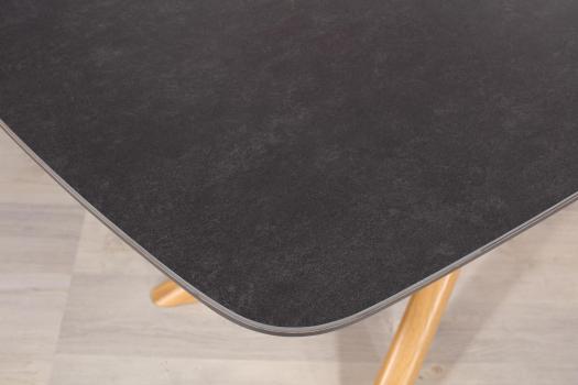 Table rectangulaire Stéphane réalisée en Merisier pour le pieds, céramique pour le plateau et l'allonge.