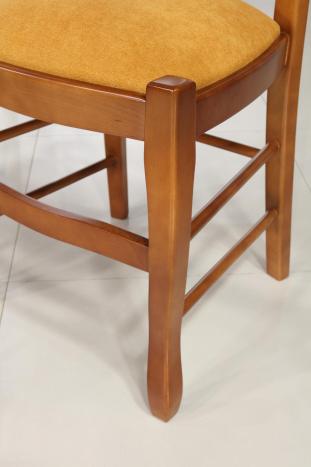Chaise Camille réalisée en MERISIER Massif assise tissu de style Louis Philippe Assise coloris MOUTARDE