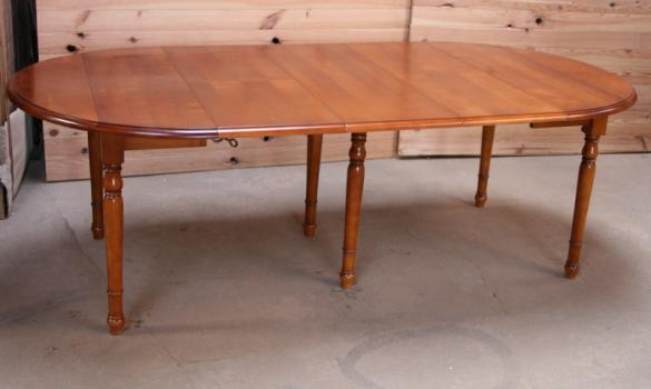 Table ronde à volets DIAMETRE 120 en merisier massif de style Louis philippe 3 allonges de 40 cm