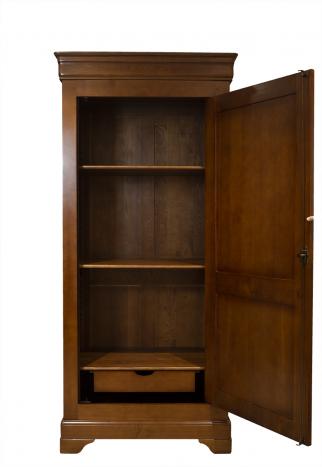Armoire ou Bonnetière 1 porte réalisée en Merisier Massif de style Louis Philippe Finition merisier rouge