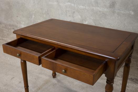 Table d'écriture 2 tiroirs Paule réalisée en Merisier de style Louis Philippe