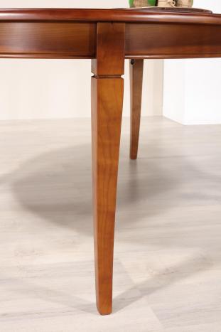 Table ovale de salle à manger Estelle, réalisée en Merisier Massif de style Louis Philippe 180x120 avec 3 allonges 