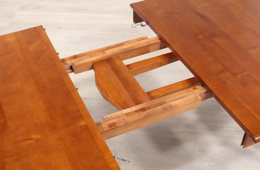 Table ovale de salle à manger Estelle, réalisée en Merisier Massif de style Louis Philippe 180x120 avec 3 allonges 