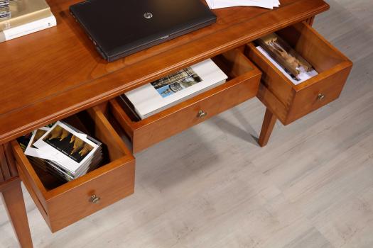 Bureau 3 tiroirs 1/2 ministre Clémentine réalisé en Merisier Massif de style Directoire Plateau Bois