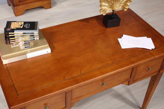 Bureau 3 tiroirs 1/2 ministre Clémentine réalisé en Merisier Massif de style Directoire Plateau Bois
