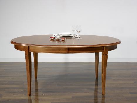 Table Ovale de salle à manger Estelle, réalisée en Merisier Massif de style Louis Philippe 170*110 - 2 allonges de 40 cm