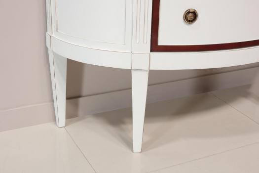Commode 1/2 Lune 3 tiroirs en Merisier de style Louis XVI, Laqué Ivoire 
