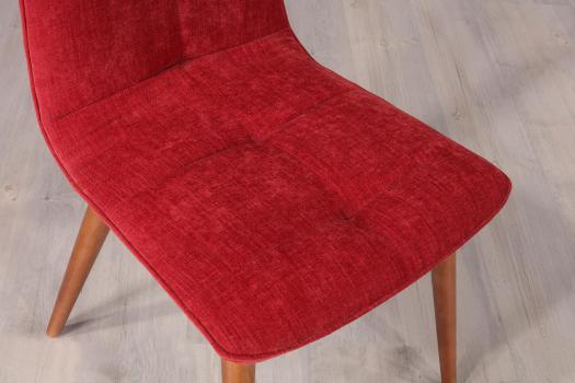 Chaise Lise de style Contemporain, 4 pieds en hêtre massif Tissu bordeaux