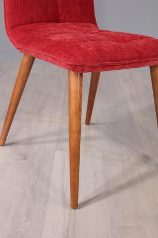 Chaise Lise de style Contemporain, 4 pieds en hêtre massif Tissu bordeaux