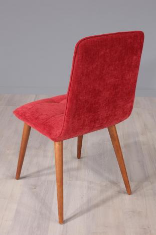 Chaise Lise de style Contemporain, 4 pieds en hêtre massif Tissu bordeaux