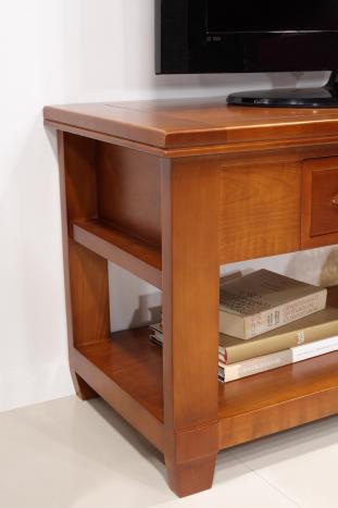 Meuble TV Adéline spécial écran plat en MERISIER de style Campagne Largeur 110 cm 