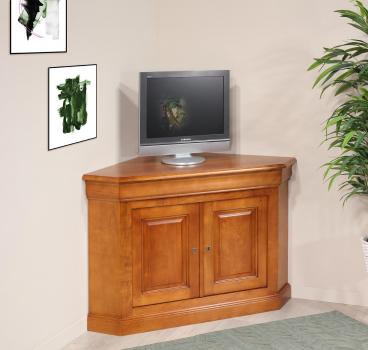 Meuble TV d'angle 2 portes en merisier massif de style Louis Philippe 