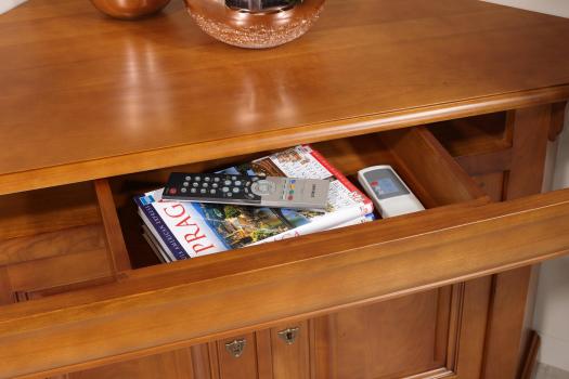 Meuble TV d'angle 2 portes en merisier massif de style Louis Philippe 