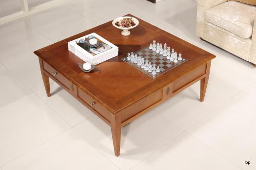 Table Basse Amandine réalisée en merisier de style Directoire 100x100