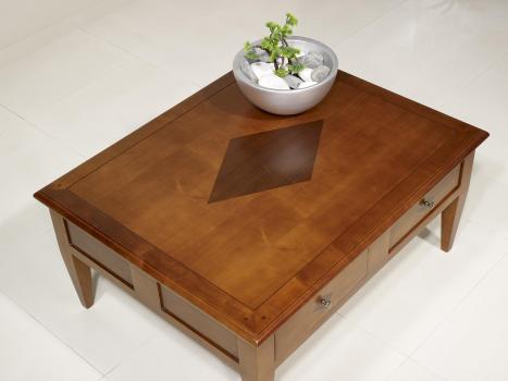 Table Basse rectangulaire 100x80 réalisée en merisier de style Directoire 