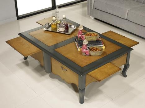 Table Basse rectangulaire Zoé, de style Louis XV réalisée en Merisier 