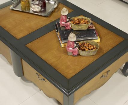 Table Basse rectangulaire Zoé, de style Louis XV réalisée en Merisier 