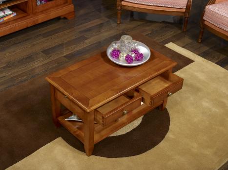 Table basse Sandra réalisée en Merisier de style Campagnard Finition Merisier doré 
