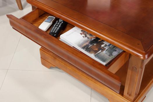 Table basse carrée Anaîs réalisée en Merisier de style Louis Philippe 80x80 